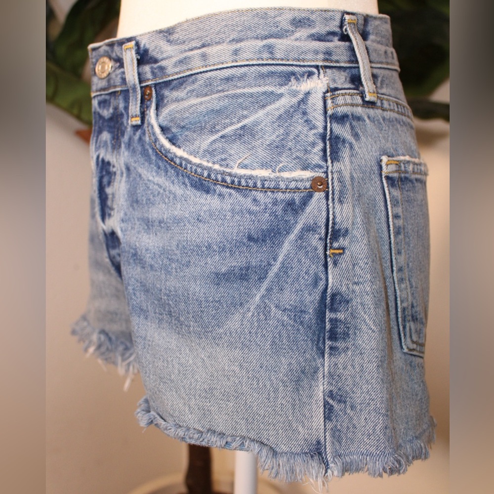 AGOLDE Parker Vintage Blue Cut Off Denim Shorts - Picture 6 of 10
